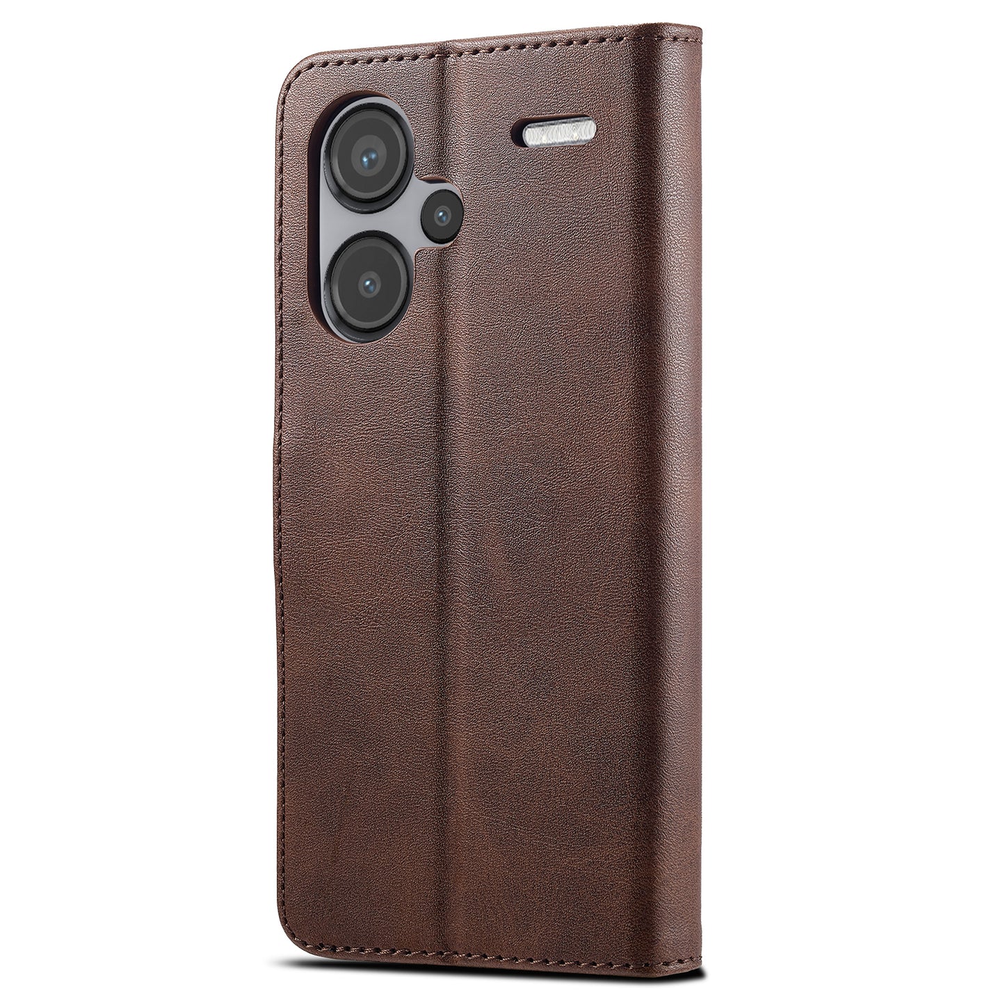 LC.IMEEKE For Xiaomi Redmi Note 13 Pro+ 5G Case Calf Texture Leather Wallet Folio Flip Phone Cover - Brown