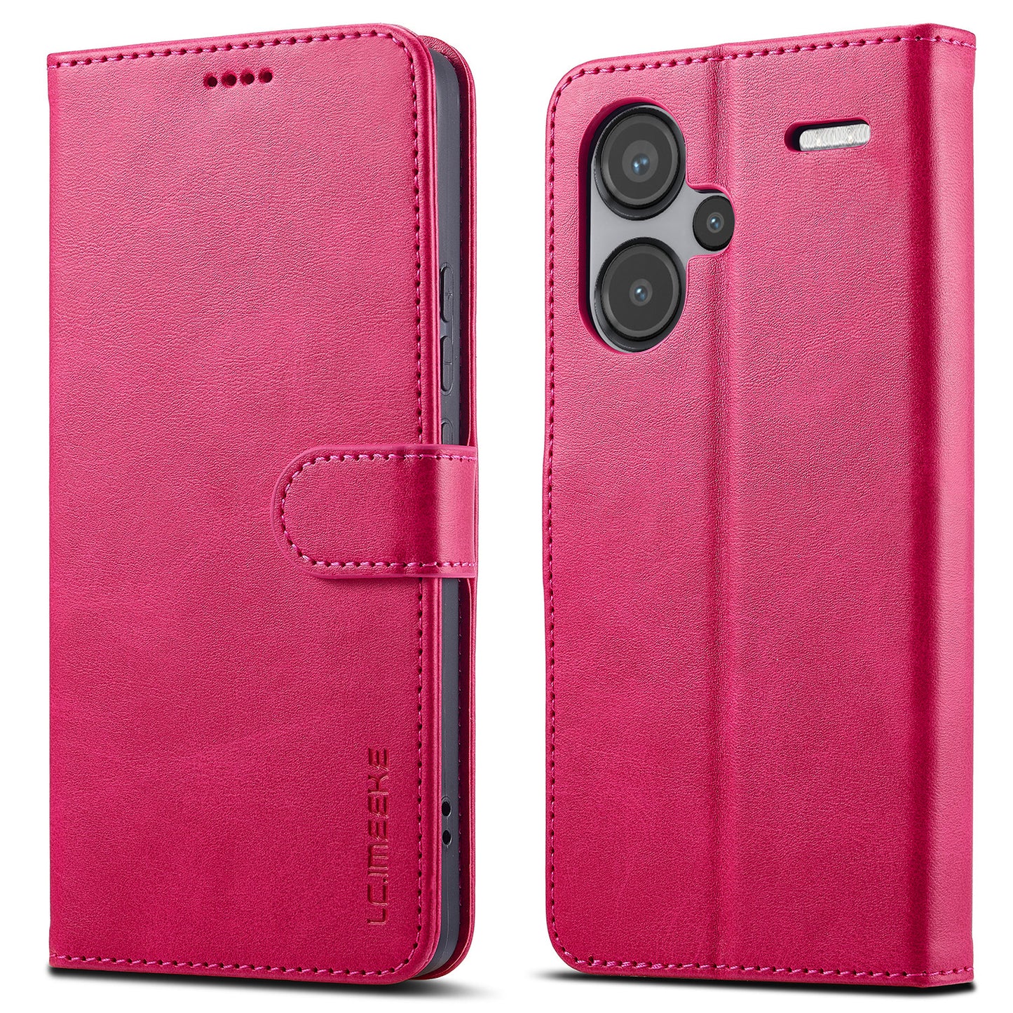 LC.IMEEKE For Xiaomi Redmi Note 13 Pro+ 5G Case Calf Texture Leather Wallet Folio Flip Phone Cover - Rose