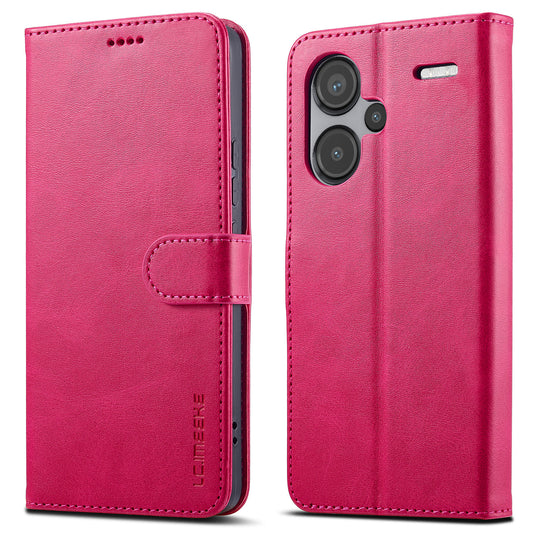 LC.IMEEKE For Xiaomi Redmi Note 13 Pro+ 5G Case Calf Texture Leather Wallet Folio Flip Phone Cover - Rose