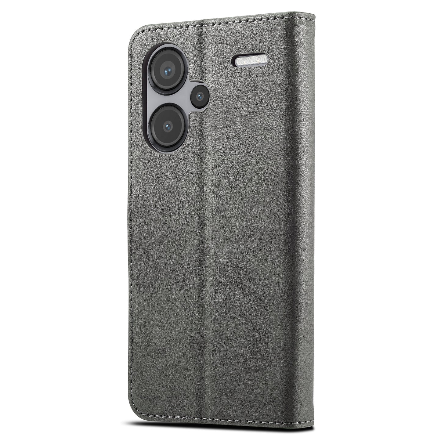 LC.IMEEKE For Xiaomi Redmi Note 13 Pro+ 5G Case Calf Texture Leather Wallet Folio Flip Phone Cover - Grey