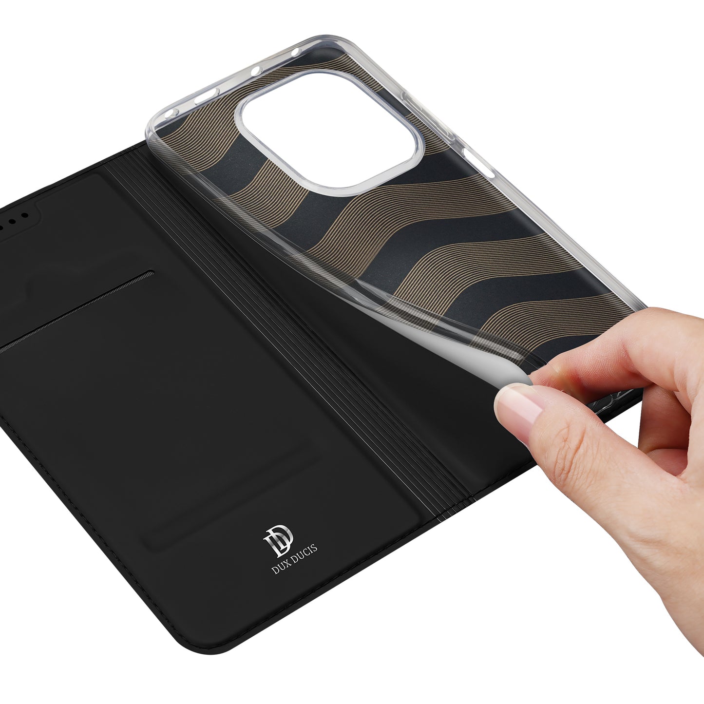 DUX DUCIS Skin Pro Series For Xiaomi Redmi Note 13 Pro 4G / Poco M6 Pro 4G Phone Case Card Slots PU Leather Cover - Black