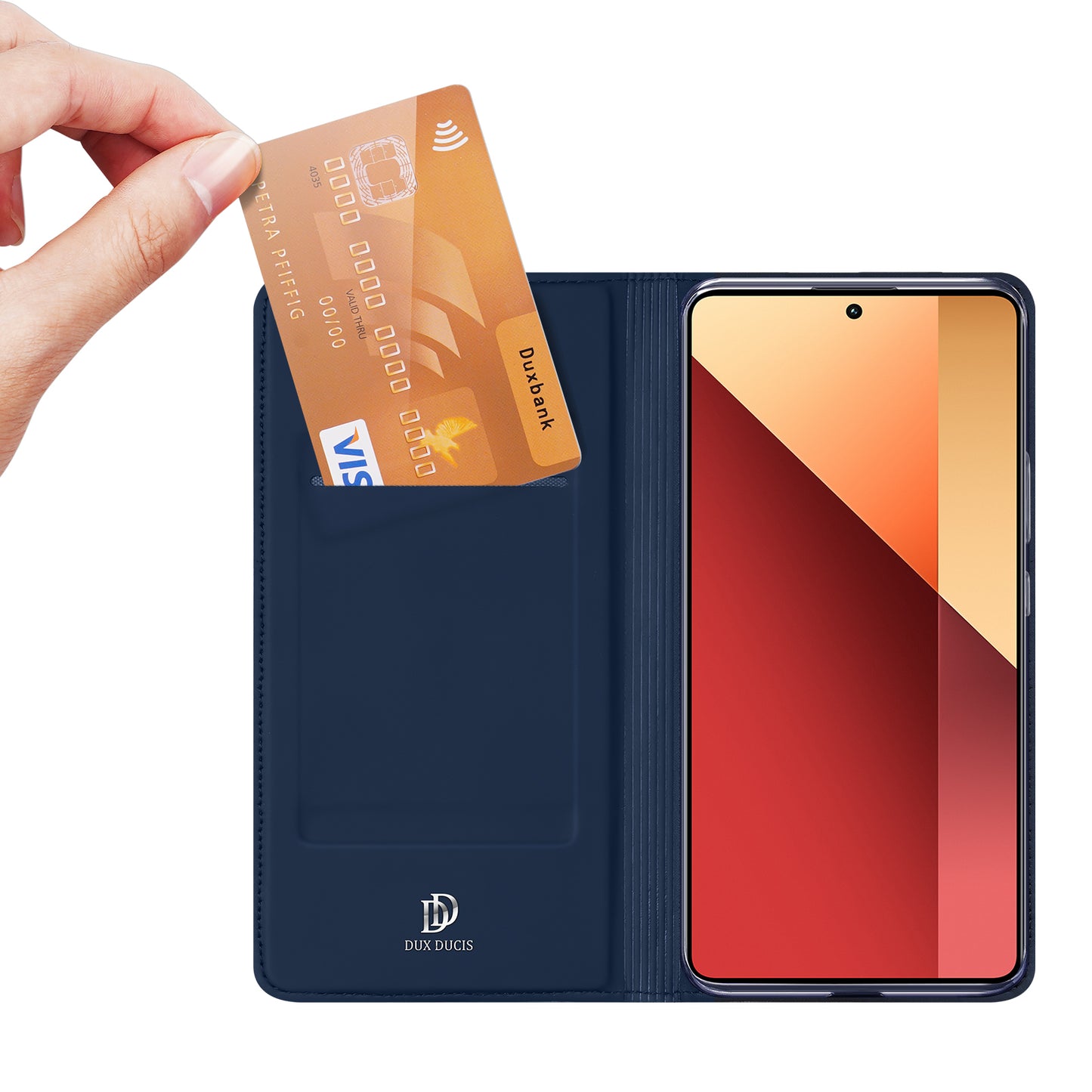DUX DUCIS Skin Pro Series For Xiaomi Redmi Note 13 Pro 4G / Poco M6 Pro 4G Phone Case Card Slots PU Leather Cover - Blue