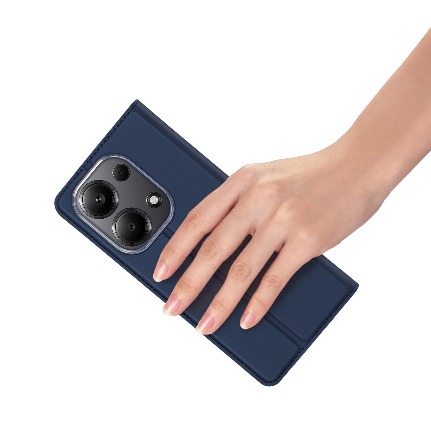 DUX DUCIS Skin Pro Series For Xiaomi Redmi Note 13 Pro 4G / Poco M6 Pro 4G Phone Case Card Slots PU Leather Cover - Blue