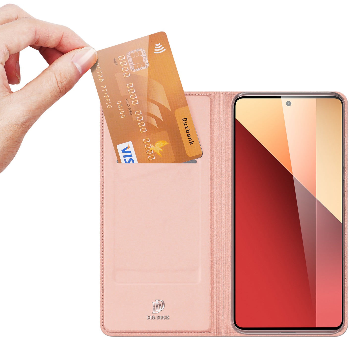DUX DUCIS Skin Pro Series For Xiaomi Redmi Note 13 Pro 4G / Poco M6 Pro 4G Phone Case Card Slots PU Leather Cover - Pink