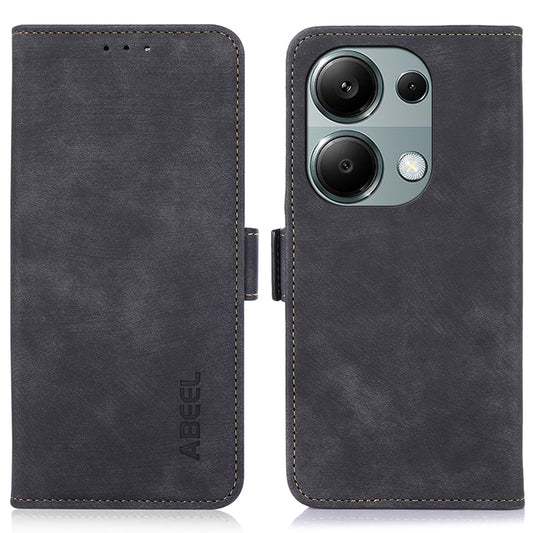 ABEEL For Xiaomi Redmi Note 13 Pro 4G / Poco M6 Pro 4G Phone Case Anti-Drop Wallet Leather Cover - Black