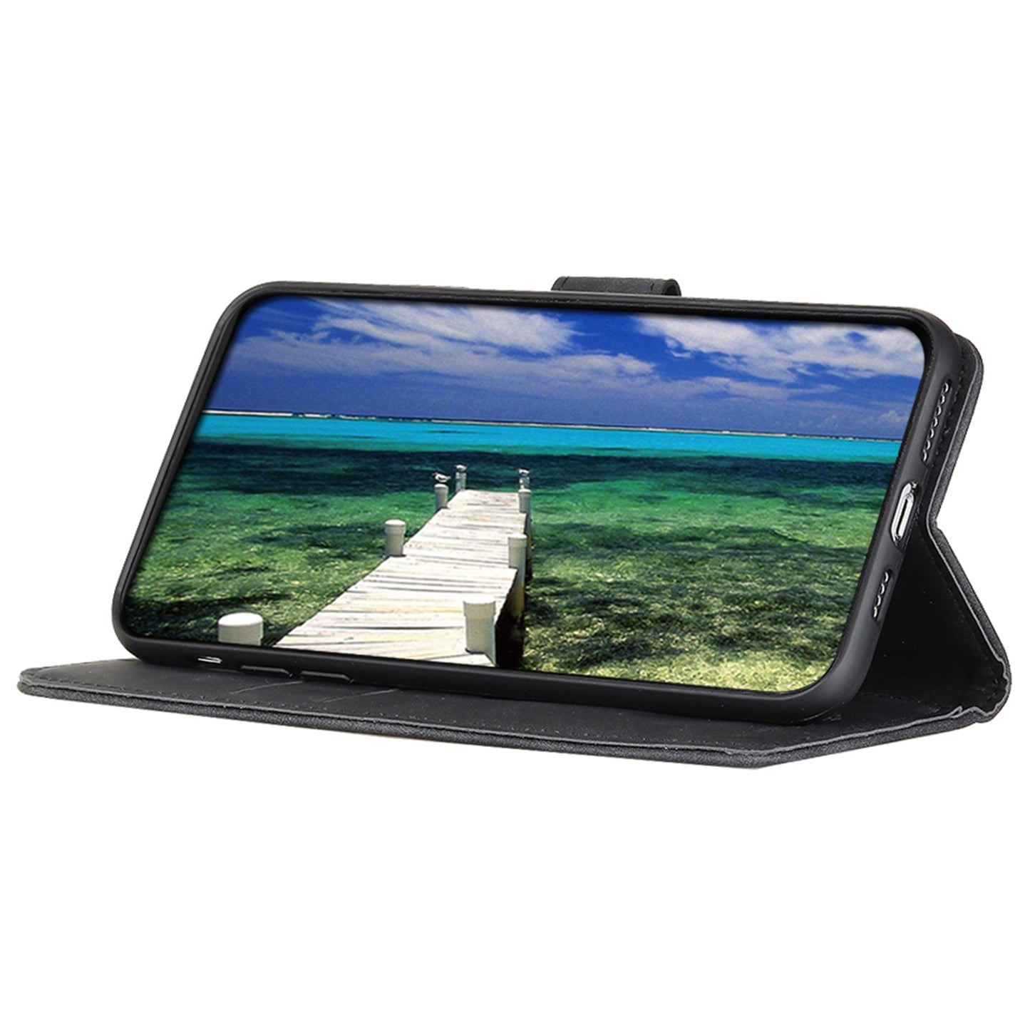 KHAZNEH For Xiaomi Redmi Note 13 Pro 4G / Poco M6 Pro 4G Phone Case Retro PU Leather Flip Cover - Black