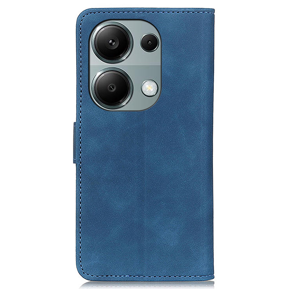 KHAZNEH For Xiaomi Redmi Note 13 Pro 4G / Poco M6 Pro 4G Phone Case Retro PU Leather Flip Cover - Blue