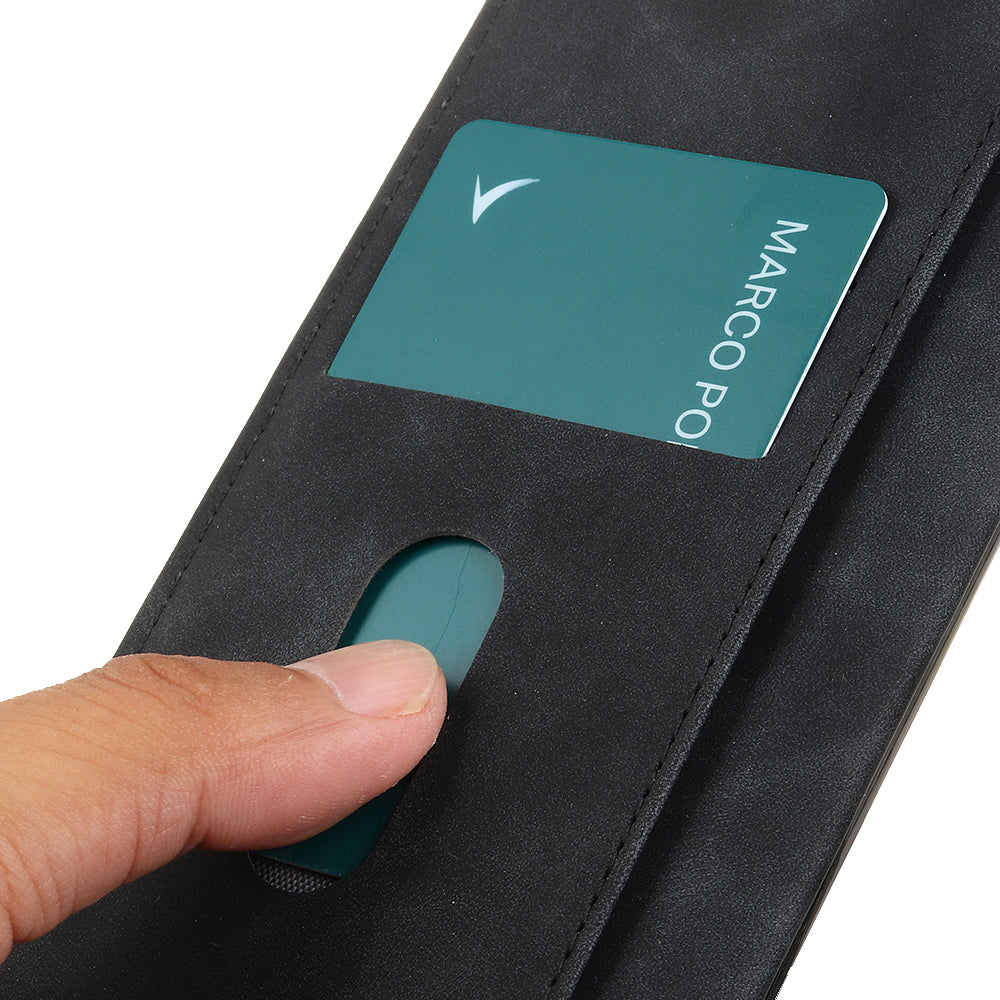 KHAZNEH For Xiaomi Redmi Note 13 4G Case Retro PU Leather Wallet Phone Cover - Black
