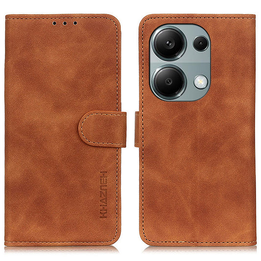 KHAZNEH For Xiaomi Redmi Note 13 4G Case Retro PU Leather Wallet Phone Cover - Brown