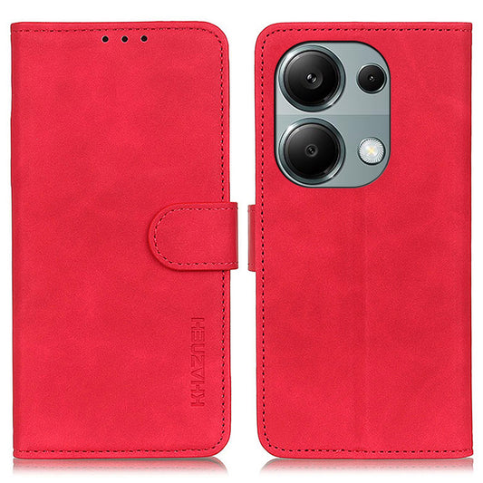 KHAZNEH For Xiaomi Redmi Note 13 4G Case Retro PU Leather Wallet Phone Cover - Red