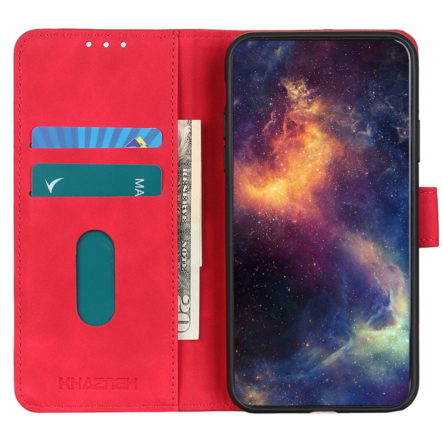 KHAZNEH For Xiaomi Redmi Note 13 4G Case Retro PU Leather Wallet Phone Cover - Red