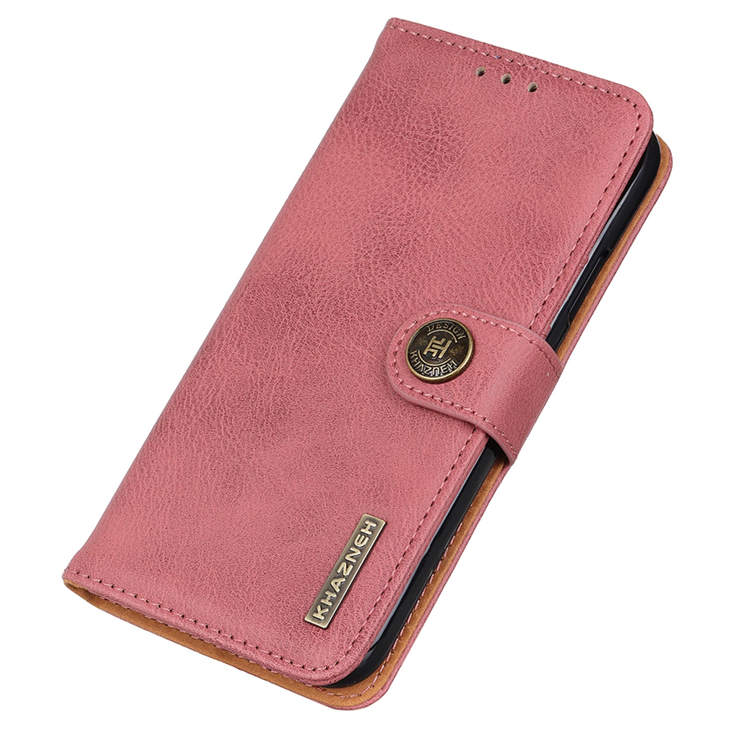 KHAZNEH For Xiaomi Redmi Note 13 4G Case Cowhide Texture Anti-scratch Leather Stand Phone Cover - Pink