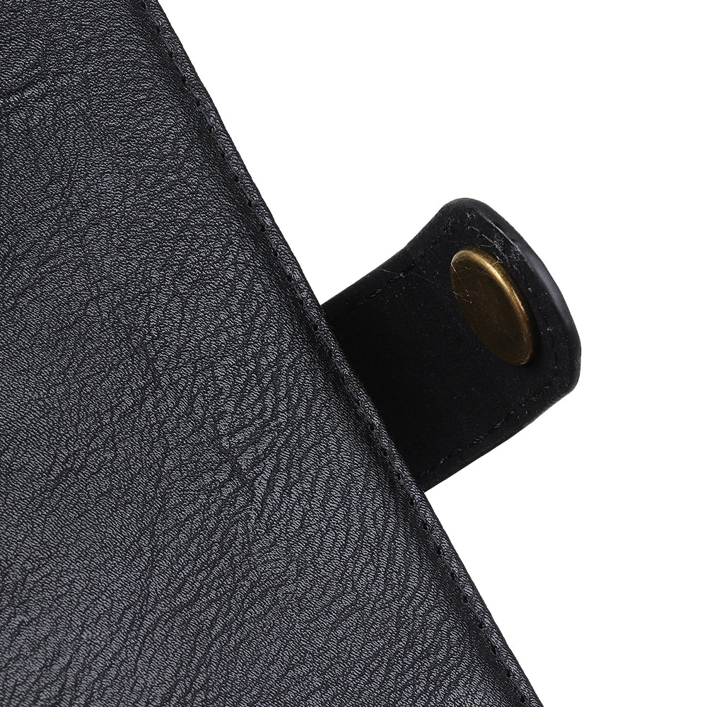 KHAZNEH For Xiaomi Redmi Note 13 4G Case Cowhide Texture Anti-scratch Leather Stand Phone Cover - Black