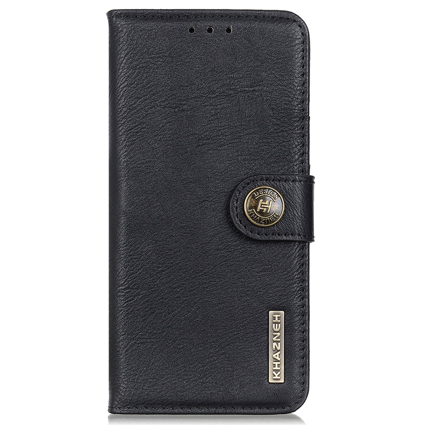 KHAZNEH For Xiaomi Redmi Note 13 4G Case Cowhide Texture Anti-scratch Leather Stand Phone Cover - Black