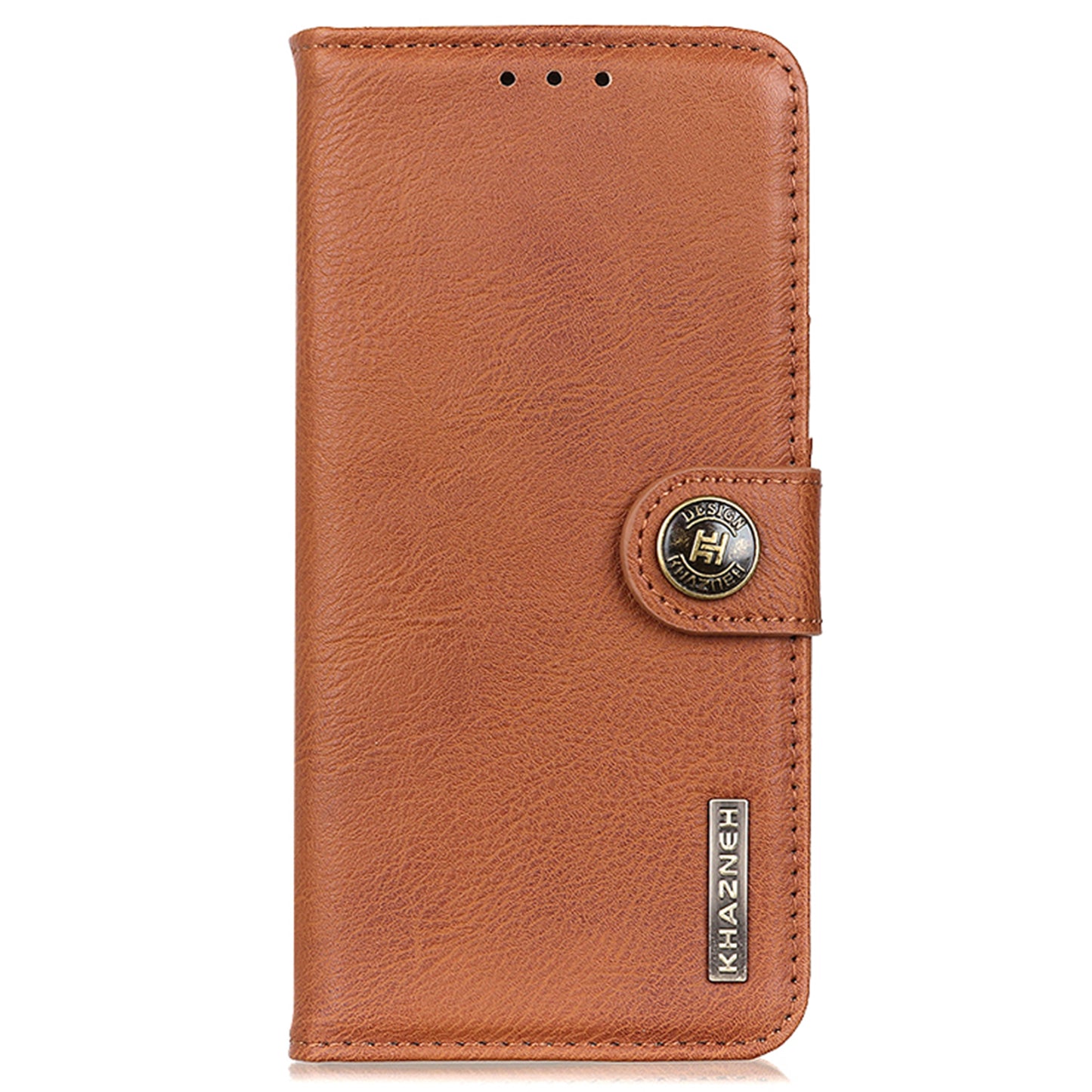 KHAZNEH For Xiaomi Redmi Note 13 4G Case Cowhide Texture Anti-scratch Leather Stand Phone Cover - Brown