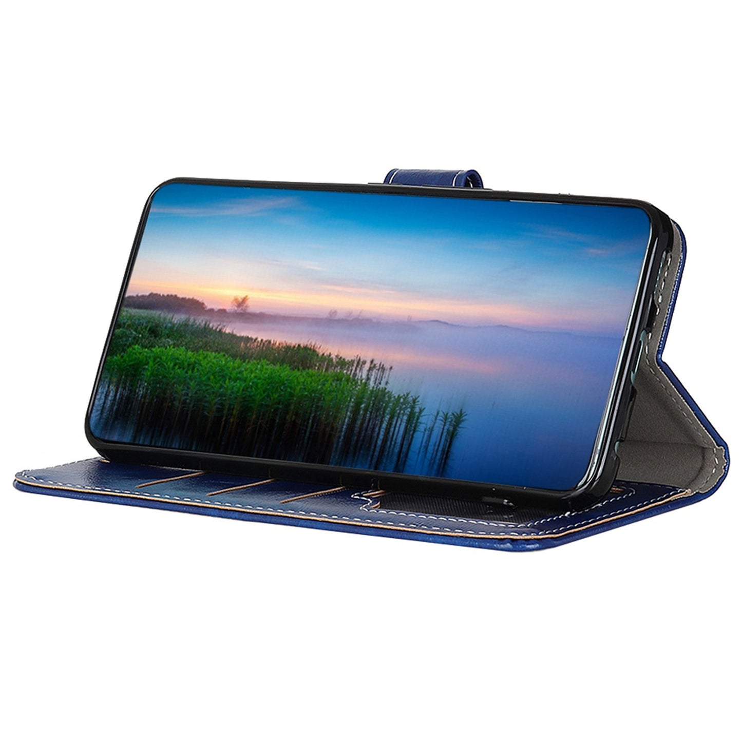 For Xiaomi Redmi Note 13 4G Case Retro PU Leather Wallet Stand Drop Resistant Phone Cover - Blue