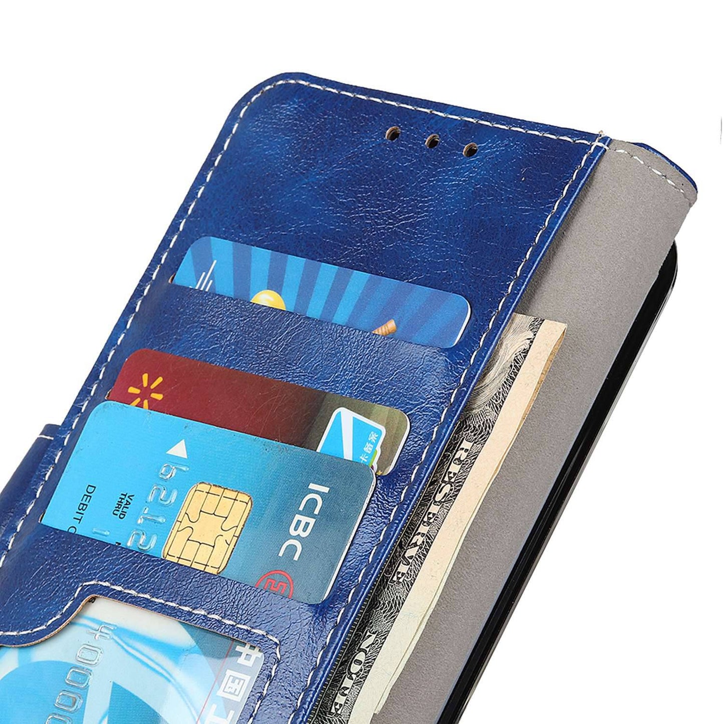 For Xiaomi Redmi Note 13 4G Case Retro PU Leather Wallet Stand Drop Resistant Phone Cover - Blue