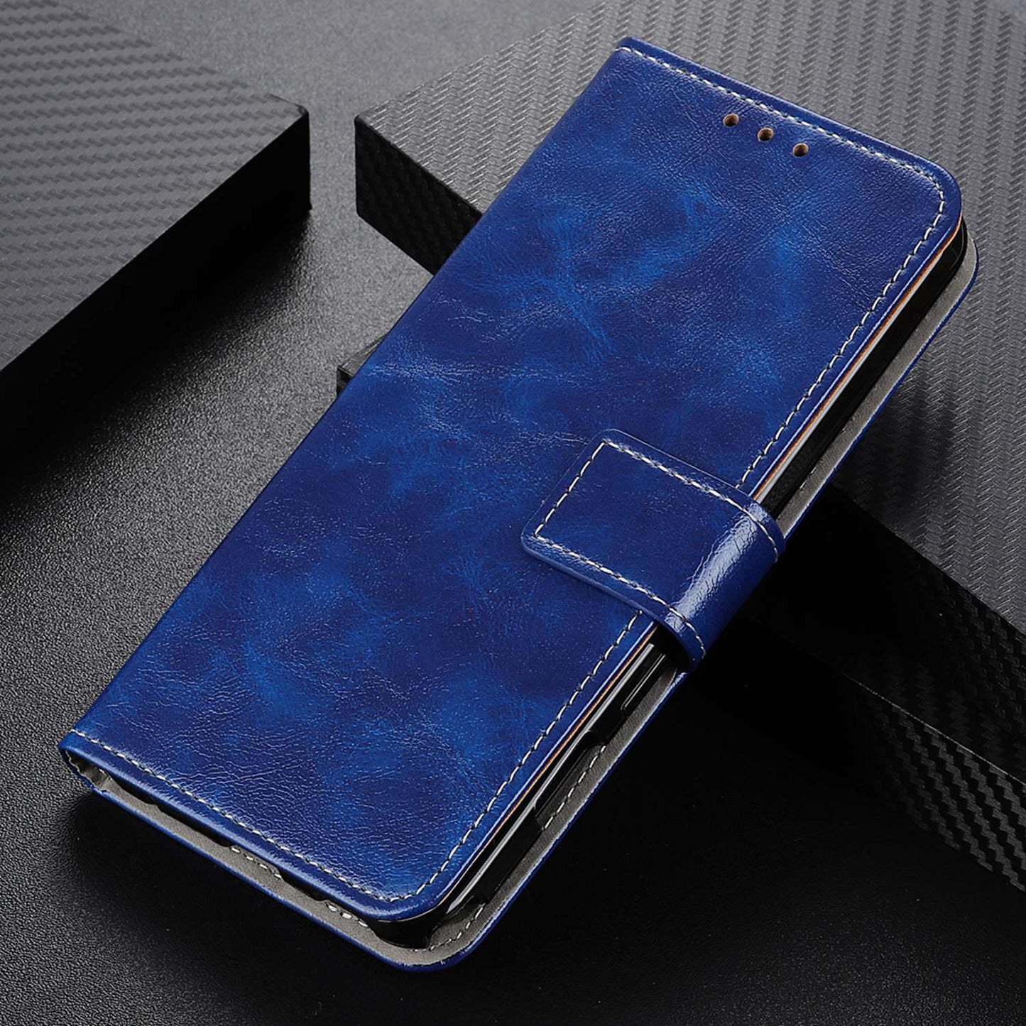 For Xiaomi Redmi Note 13 4G Case Retro PU Leather Wallet Stand Drop Resistant Phone Cover - Blue