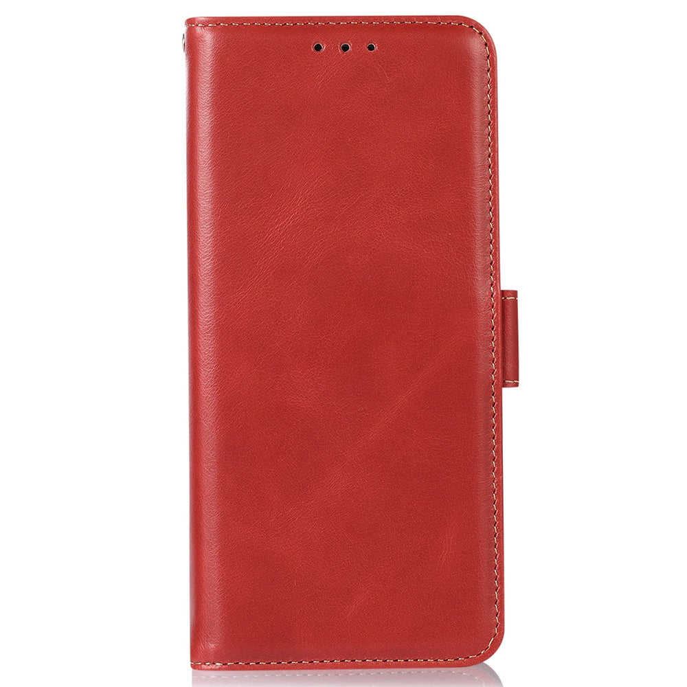 For Xiaomi Redmi Note 13 Pro 4G / Poco M6 Pro 4G Cover Genuine Cow Leather RFID Blocking Wallet Phone Case - Red