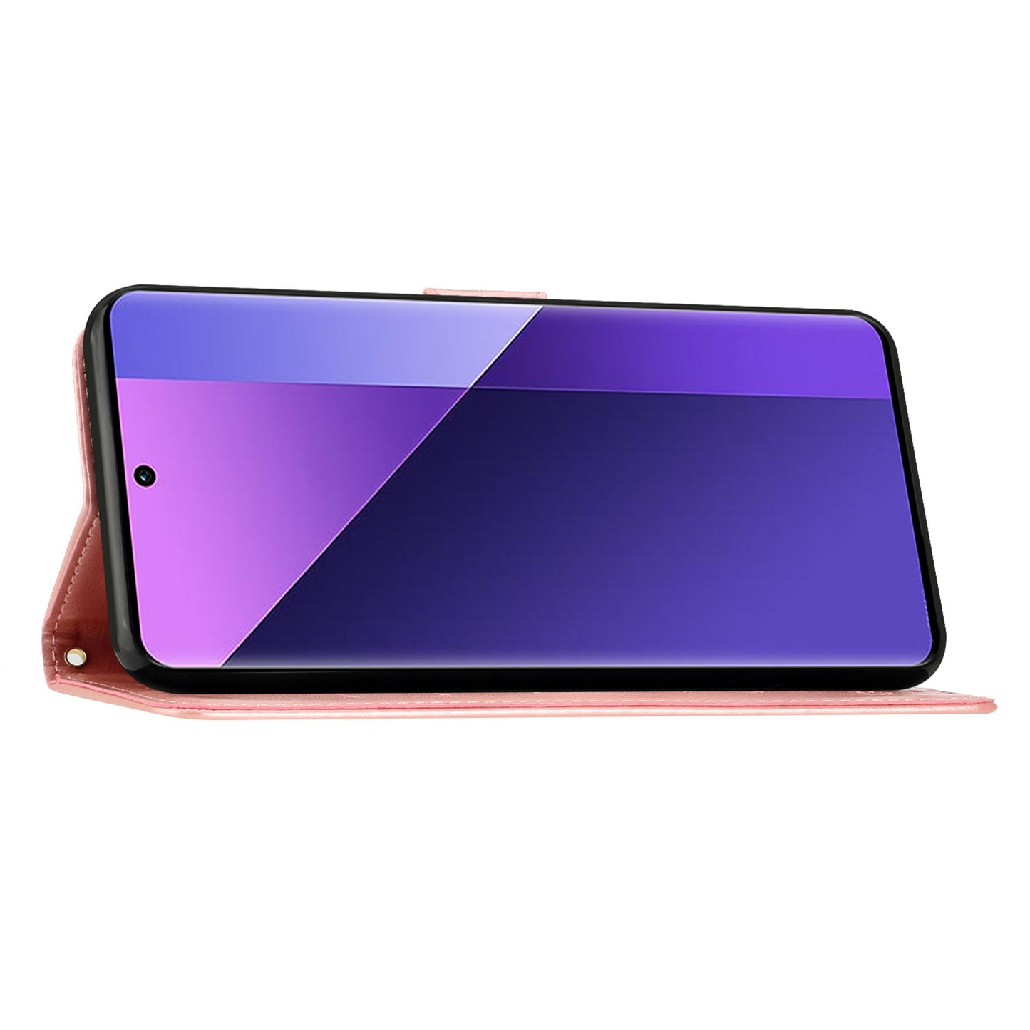 For Xiaomi Redmi Note 13 Pro+ 5G Leather Case Wallet Butterfly Imprinted Phone Cover - Rose Gold