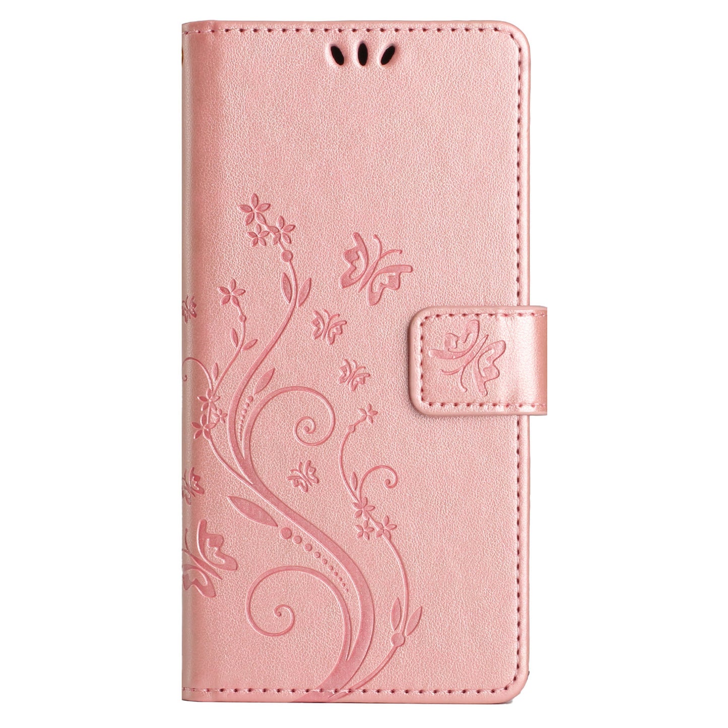 For Xiaomi Redmi Note 13 Pro+ 5G Leather Case Wallet Butterfly Imprinted Phone Cover - Rose Gold