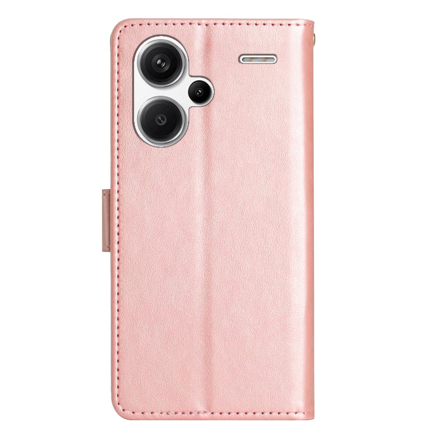 For Xiaomi Redmi Note 13 Pro+ 5G Leather Case Wallet Butterfly Imprinted Phone Cover - Rose Gold