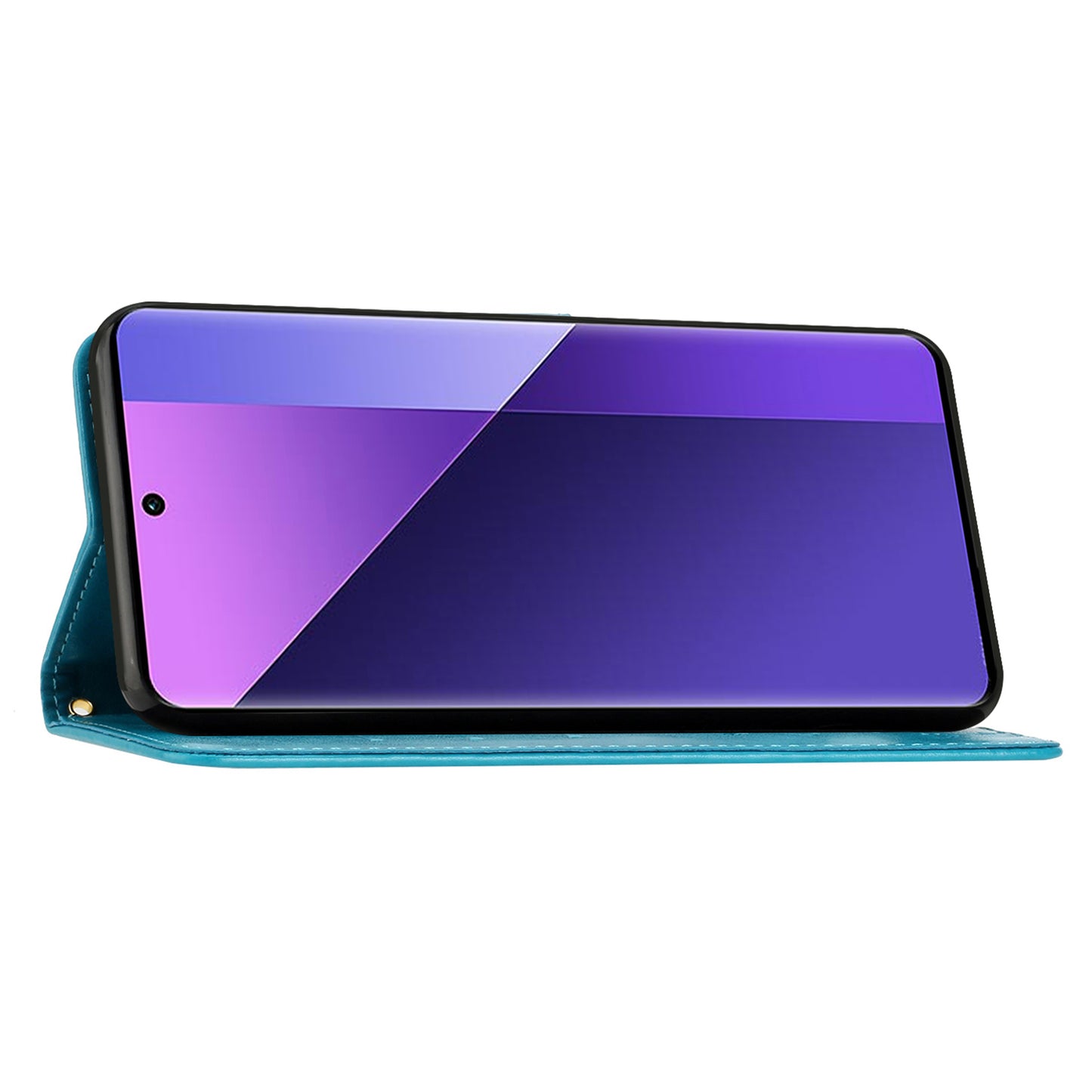 For Xiaomi Redmi Note 13 Pro+ 5G Leather Case Wallet Butterfly Imprinted Phone Cover - Blue