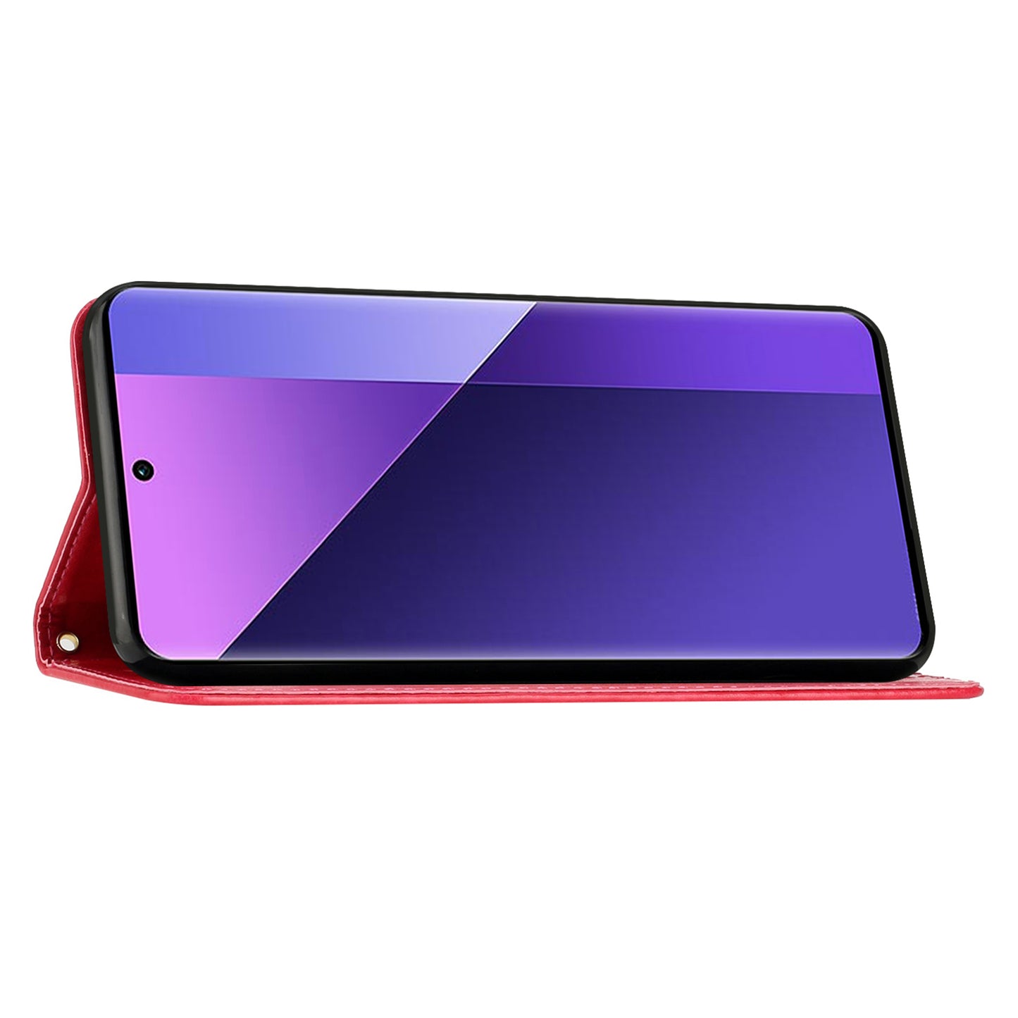 For Xiaomi Redmi Note 13 Pro+ 5G Leather Case Wallet Butterfly Imprinted Phone Cover - Red