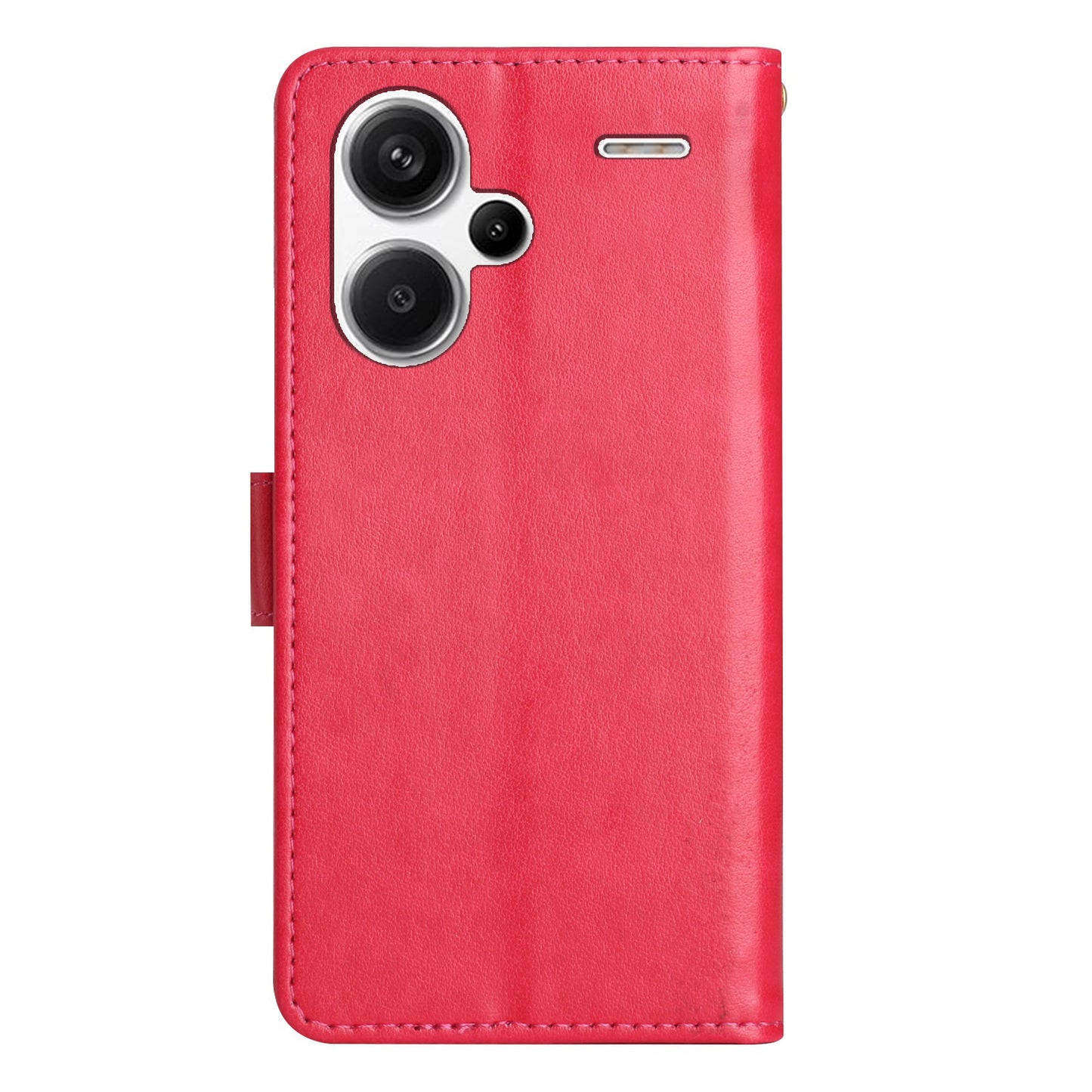 For Xiaomi Redmi Note 13 Pro+ 5G Leather Case Wallet Butterfly Imprinted Phone Cover - Red