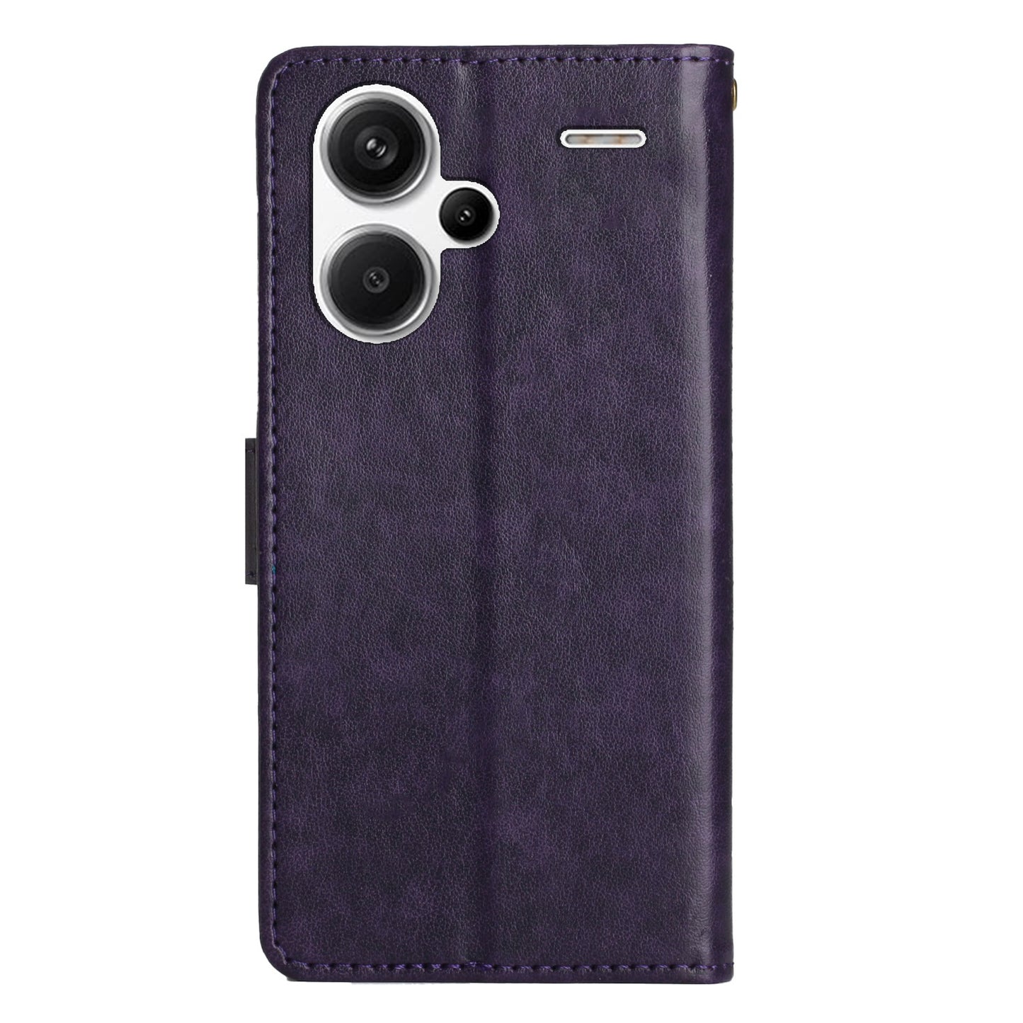 For Xiaomi Redmi Note 13 Pro+ 5G Leather Case Wallet Butterfly Imprinted Phone Cover - Dark Purple