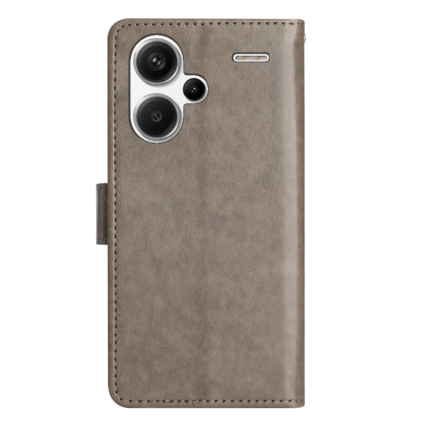 For Xiaomi Redmi Note 13 Pro+ 5G Leather Case Wallet Butterfly Imprinted Phone Cover - Grey