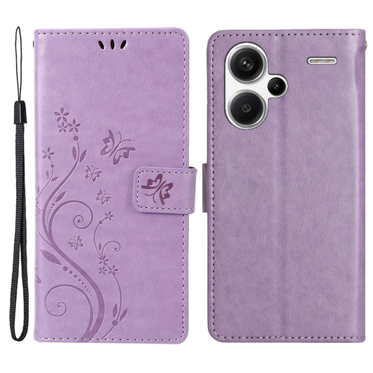 For Xiaomi Redmi Note 13 Pro+ 5G Leather Case Wallet Butterfly Imprinted Phone Cover - Light Purple