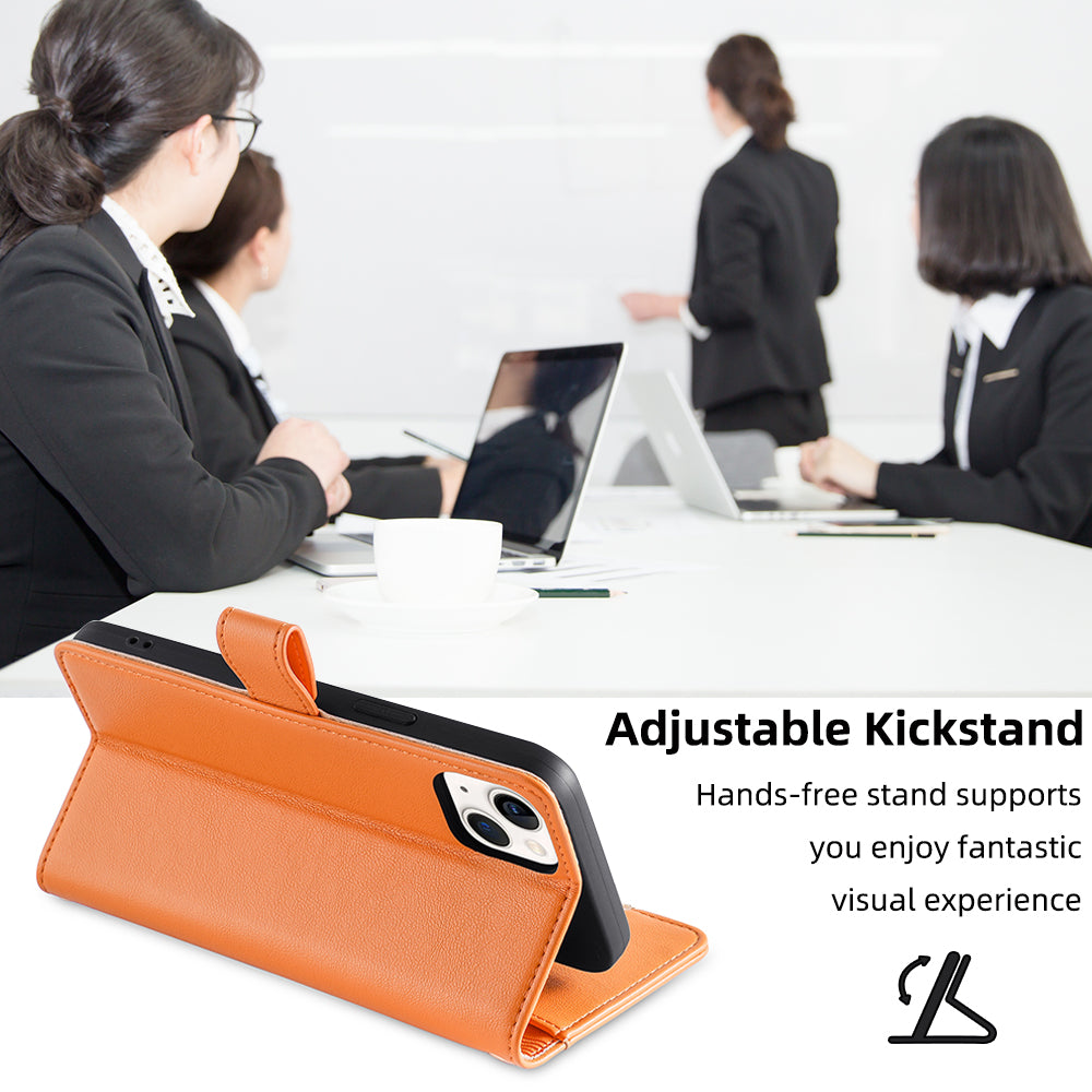 For Xiaomi Redmi Note 13 5G Crossbody Phone Case Zipper Pocket PU Leather Cover - Orange