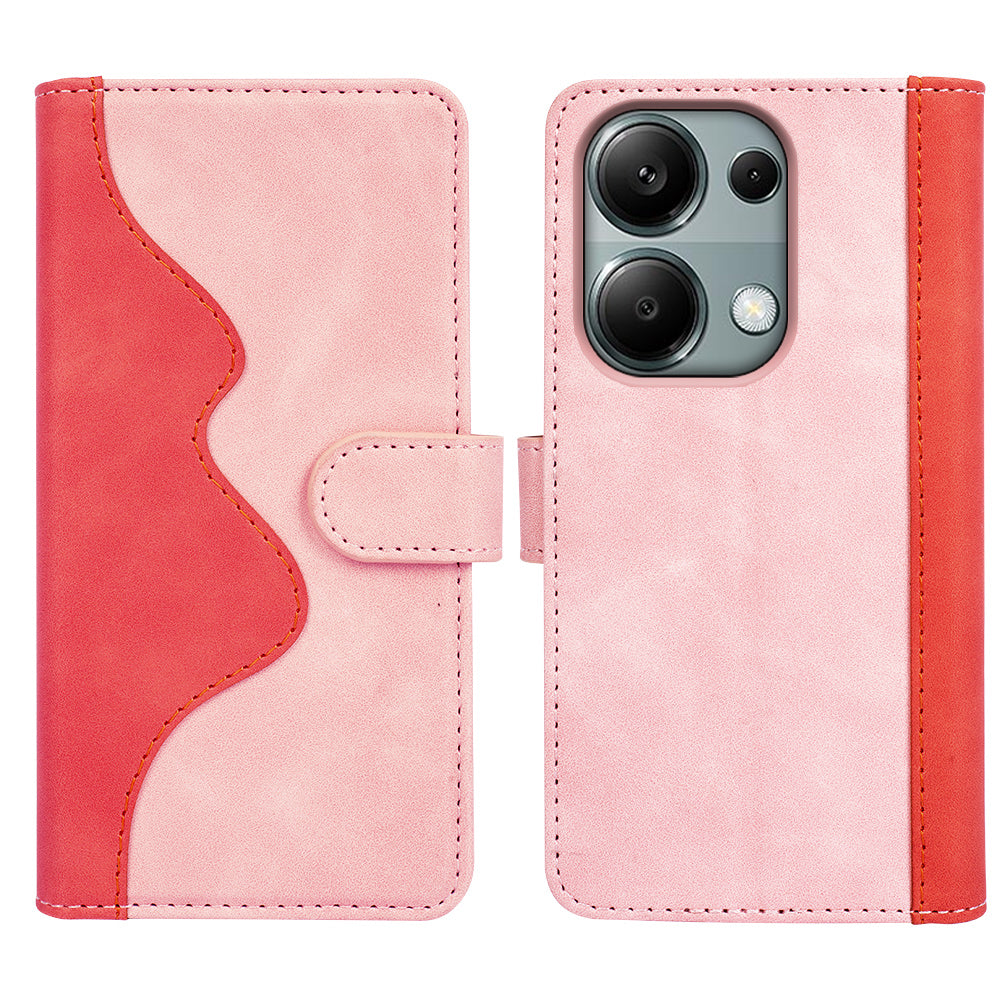 For Xiaomi Redmi Note 13 Pro 4G / Poco M6 Pro 4G Wallet Case Color Splicing Phone Leather Cover - Pink