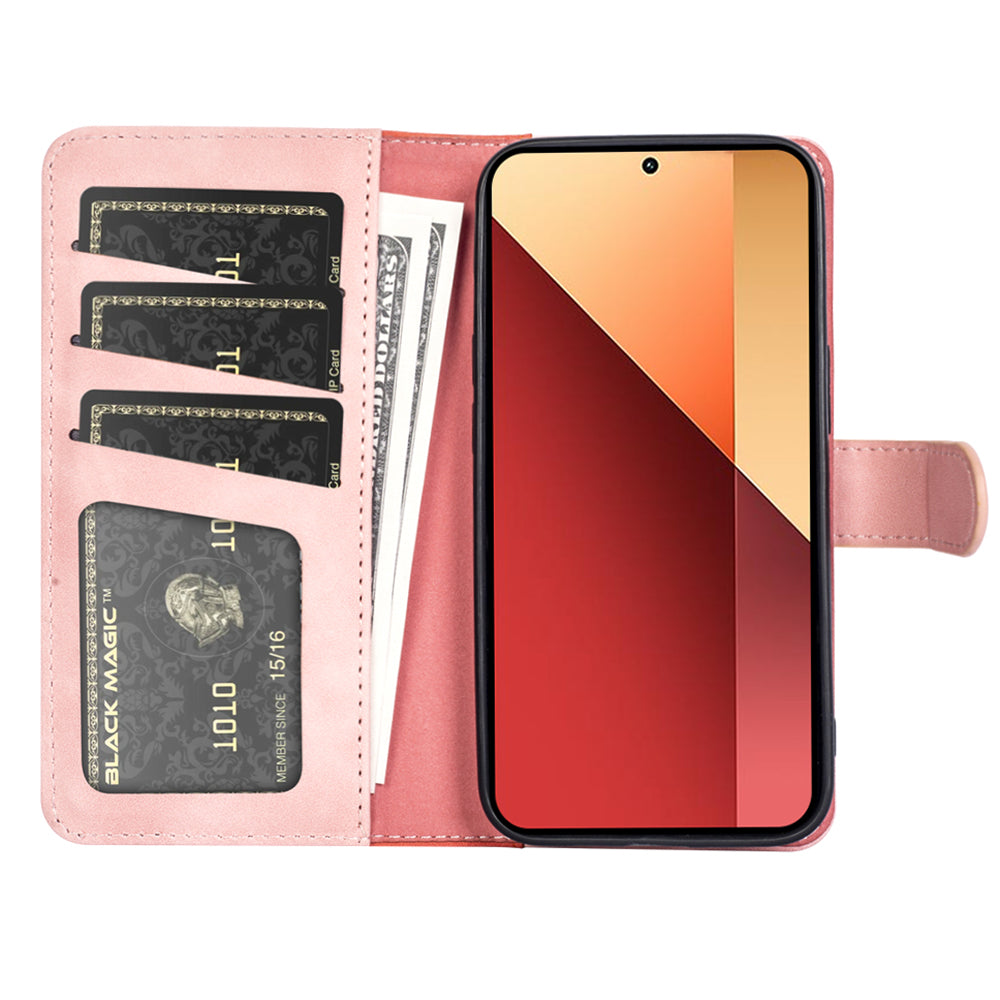 For Xiaomi Redmi Note 13 Pro 4G / Poco M6 Pro 4G Wallet Case Color Splicing Phone Leather Cover - Pink