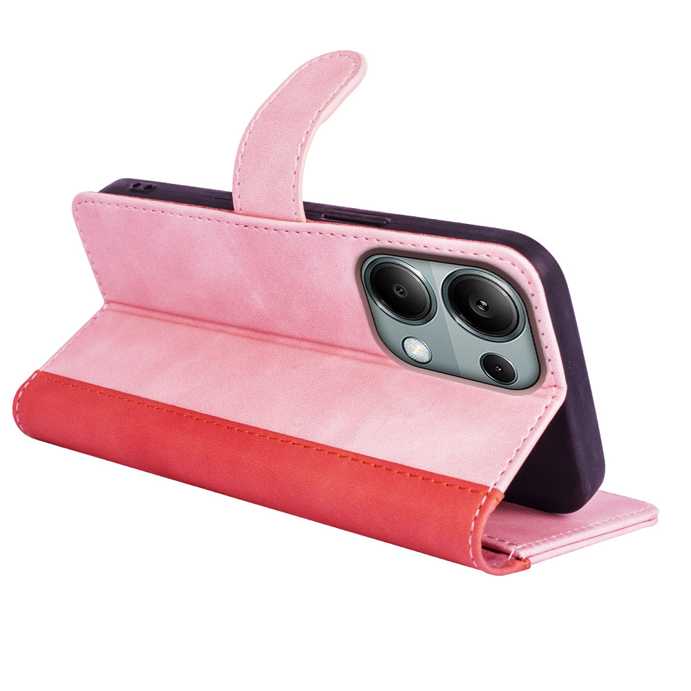For Xiaomi Redmi Note 13 Pro 4G / Poco M6 Pro 4G Wallet Case Color Splicing Phone Leather Cover - Pink