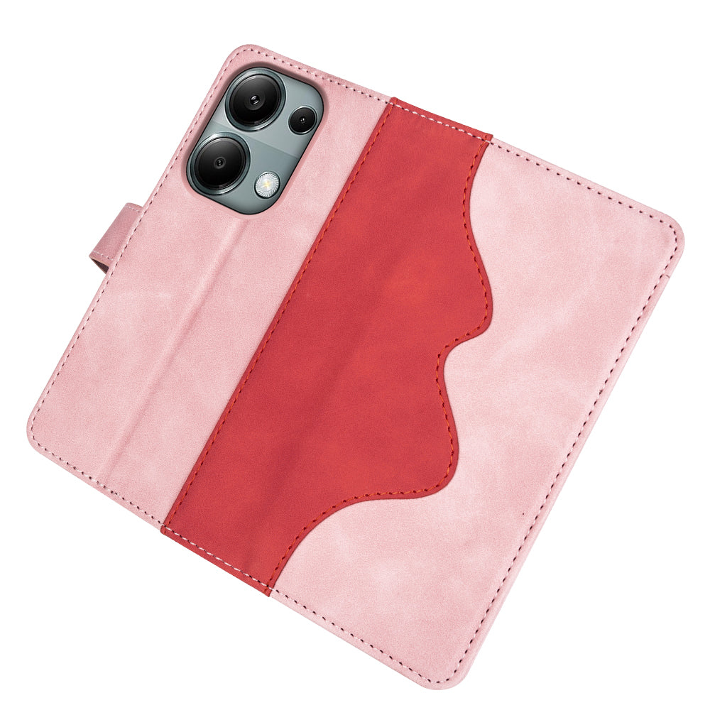For Xiaomi Redmi Note 13 Pro 4G / Poco M6 Pro 4G Wallet Case Color Splicing Phone Leather Cover - Pink
