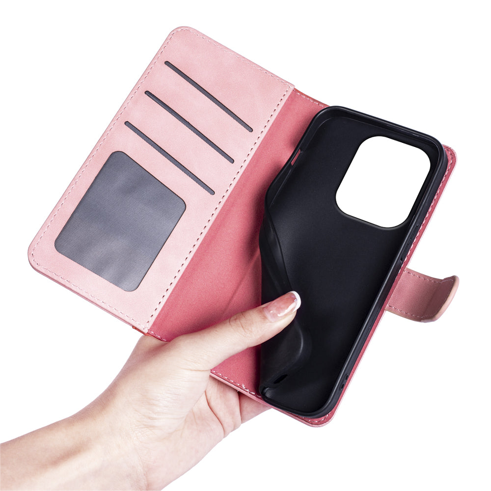 For Xiaomi Redmi Note 13 Pro 4G / Poco M6 Pro 4G Wallet Case Color Splicing Phone Leather Cover - Pink