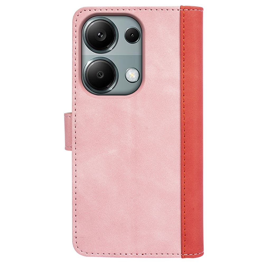 For Xiaomi Redmi Note 13 Pro 4G / Poco M6 Pro 4G Wallet Case Color Splicing Phone Leather Cover - Pink