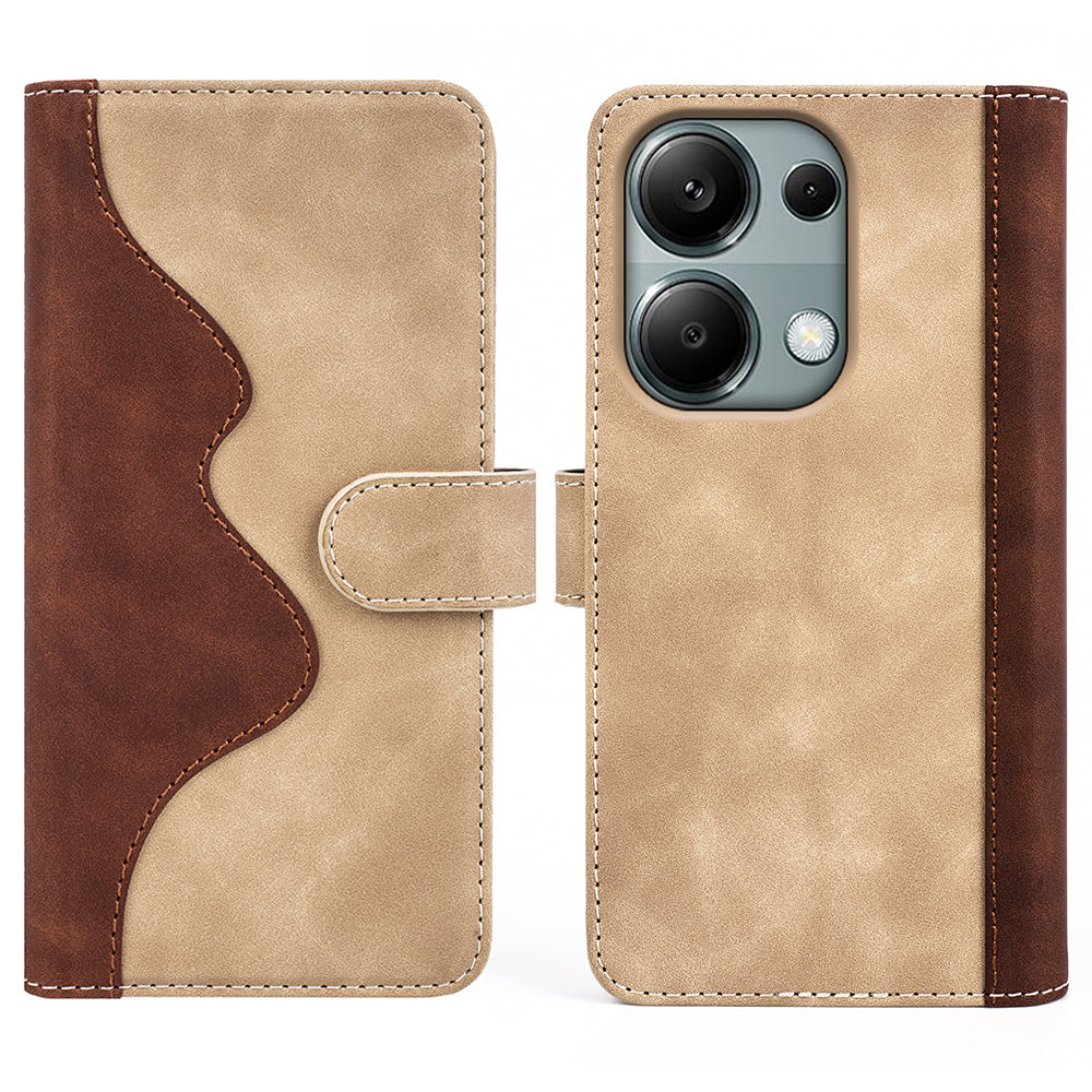 For Xiaomi Redmi Note 13 Pro 4G / Poco M6 Pro 4G Wallet Case Color Splicing Phone Leather Cover - Yellow