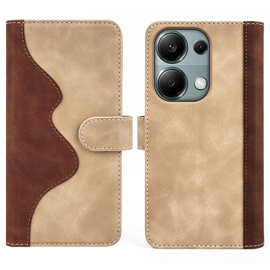 For Xiaomi Redmi Note 13 Pro 4G / Poco M6 Pro 4G Wallet Case Color Splicing Phone Leather Cover - Yellow