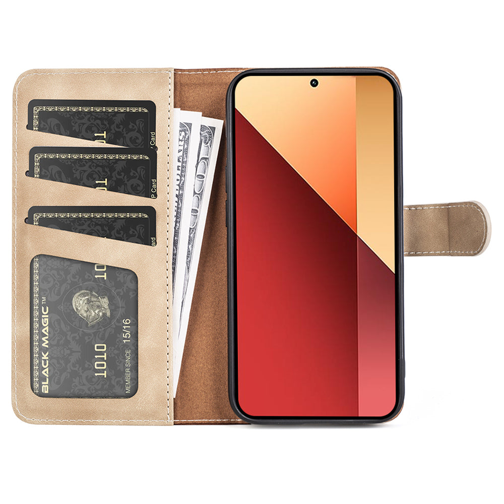 For Xiaomi Redmi Note 13 Pro 4G / Poco M6 Pro 4G Wallet Case Color Splicing Phone Leather Cover - Yellow