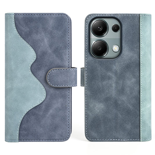 For Xiaomi Redmi Note 13 Pro 4G / Poco M6 Pro 4G Wallet Case Color Splicing Phone Leather Cover - Blue