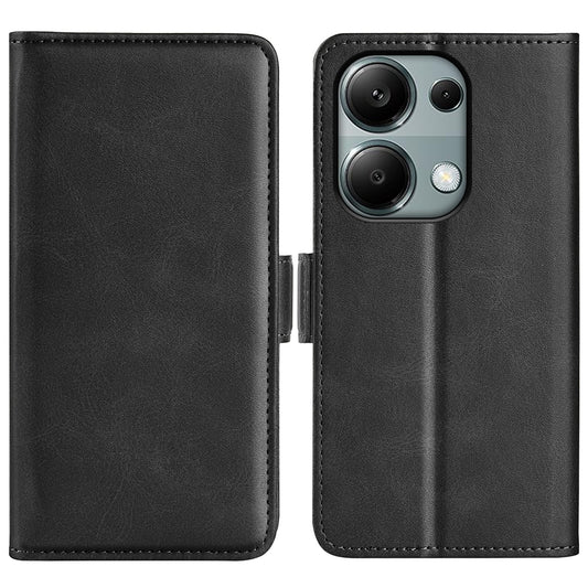 For Xiaomi Redmi Note 13 Pro 4G / Poco M6 Pro 4G Leather Wallet Phone Case Dual Magnetic Clasp - Black
