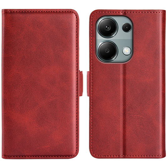 For Xiaomi Redmi Note 13 Pro 4G / Poco M6 Pro 4G Leather Wallet Phone Case Dual Magnetic Clasp - Red