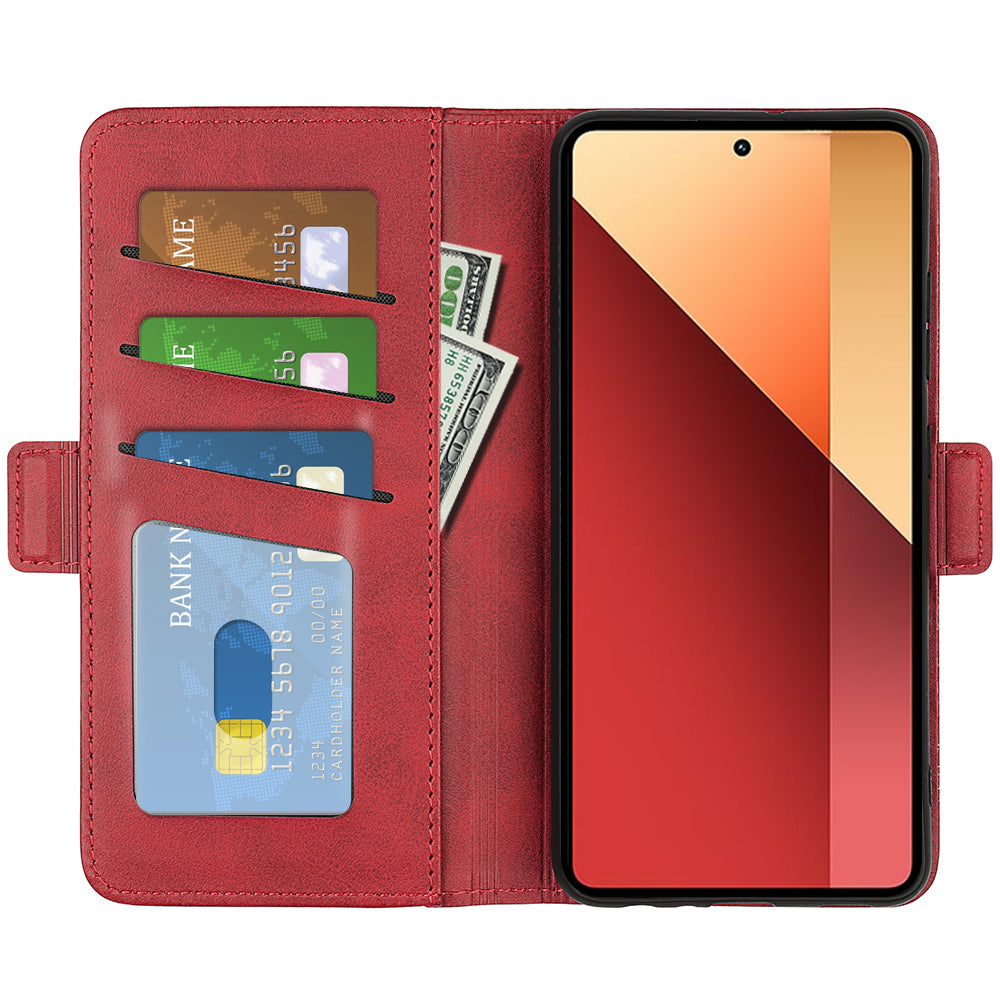 For Xiaomi Redmi Note 13 Pro 4G / Poco M6 Pro 4G Leather Wallet Phone Case Dual Magnetic Clasp - Red
