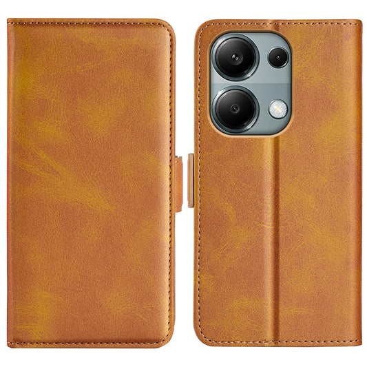 For Xiaomi Redmi Note 13 Pro 4G / Poco M6 Pro 4G Leather Wallet Phone Case Dual Magnetic Clasp - Yellow