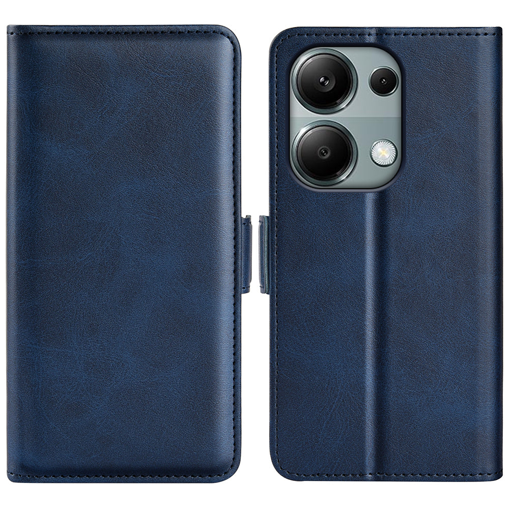 For Xiaomi Redmi Note 13 Pro 4G / Poco M6 Pro 4G Leather Wallet Phone Case Dual Magnetic Clasp - Blue