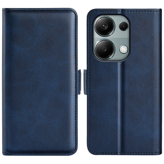 For Xiaomi Redmi Note 13 Pro 4G / Poco M6 Pro 4G Leather Wallet Phone Case Dual Magnetic Clasp - Blue