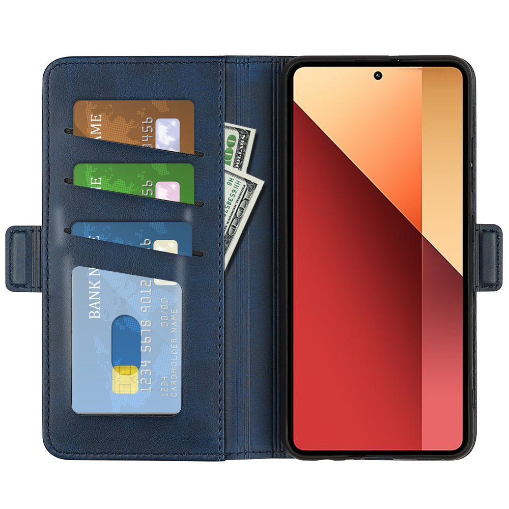 For Xiaomi Redmi Note 13 Pro 4G / Poco M6 Pro 4G Leather Wallet Phone Case Dual Magnetic Clasp - Blue